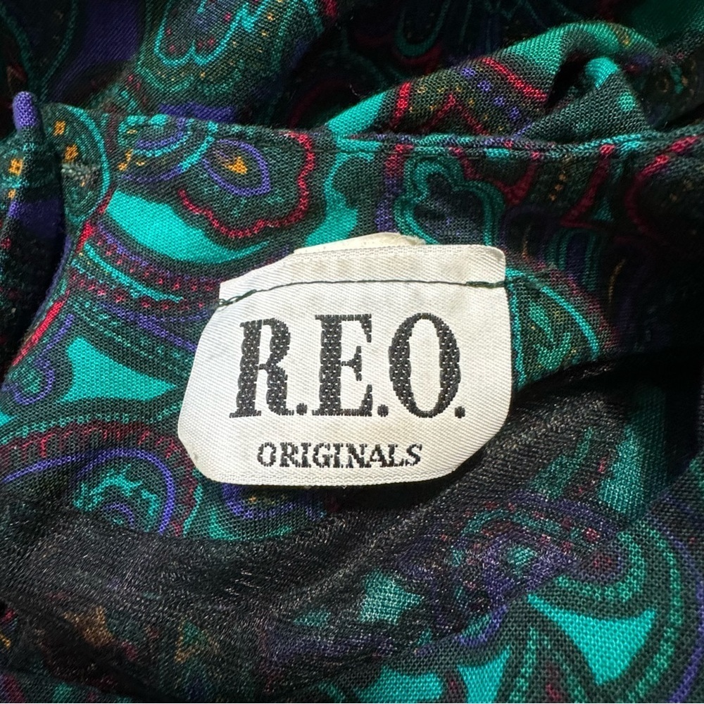 R.E.O. Originals Vintage Multicolored Long Sleeves Round Neck Midi Dress Size 14 - Picture 13 of 16